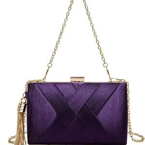 Women's Elegant Tassel Pendant Silk Evening Bag Clutch Purse for Bride Wedding P